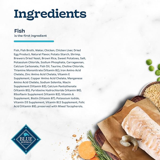 Blue Buffalo Tastefuls Flaked Wet Cat Food, Made with Natural Ingredients, Fish and Shrimp Entrée in Gravy, 5.5-oz Cans (24 Count)