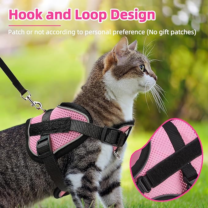 PUPTECK Cat Harness and Leash Set Escape Proof, Adjustable Reflective Kitten Jacket Easy Control, Pet Vest Harness for Cats Small Dogs Puppies Walking and Travel