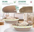 2pc Set Includes 1 X 19.5 Large + 1 X 14.96 Cute Cat Scratcher Cardboard Bed Lounger Couch, Cat Scratching Board Lounge Box Durable, Corrugated Cat Scratch Pad for Indoor Cats Furniture Protector