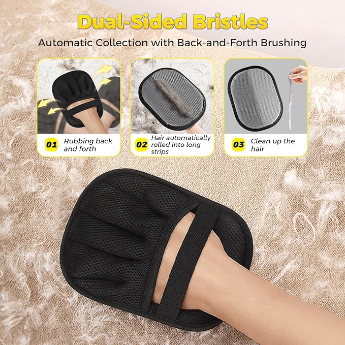2PCS Upgraded Version Five-Finger Static pet Hair Removal Gloves, Suitable for Cats and Dogs, Reusable Hair Removal Tool, Suitable for Clothing, Sofas, Carpets, Hair Removal Gloves