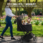 Pet Stroller for Small Medium Dogs Cats Up to 45 lbs, Travel Lite Collapsible, All Terrain 4 Wheels for Jogging, Running, Grey