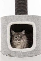 TRIXIE Fonda Cat Scratching Post 39 Inch - Cat Scratcher with Soft Fabric Covering Base and Durable Sisal Rope - for Large Cats with Condo Base and Platform - in Gray