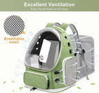 Breathable Cat Bubble Backpack Large Space Pet Carrier Backpack Expandable for Kitty Dog, Foldable Airline Approved Cat Backpack, Transparent PetTravel Backpack Up to 20 lbs (Green) (Green)