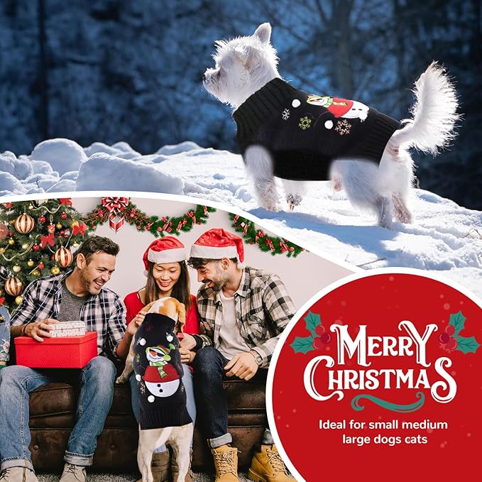 PETCARE Christmas Dog Sweaters Black Snowman Ugly Snow Xmas Puppy Costume Pet Holiday New Year Fall Winter Dog Clothes for Small Medium Large Dogs Cats Pullover Cat Sweaters Outfits