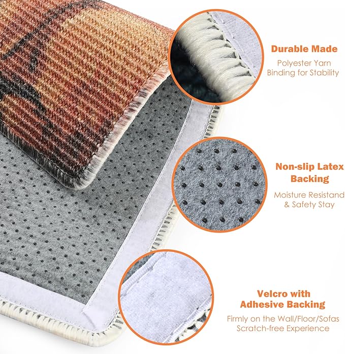 3-in-1 Sisal Cat Scratch Mat 23.6x15.7'' Floor & Wall Cat Scratcher Pad, Protects Carpet Couch & Furniture with Sticker Tape, Anti-Slip, Durable for Indoor Outdoor Cats (Ginger Cat Under The Stars)