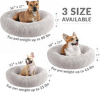 Friends Forever Serena Donut Memory Foam Orthopedic Dog Bed, Soft Faux Fur Oval Cat Couch For Indoor Pet, Fluffy Calming Plush Shag, Round Raised Bolster Cushion, Machine Washable Cuddler, Grey