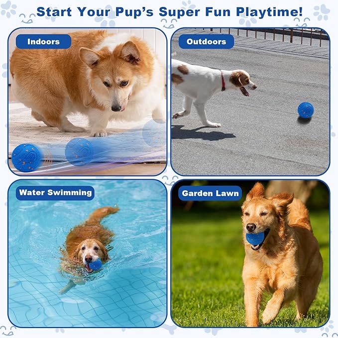 Magicorange Interactive Dog Toys,Automatic Rolling Dog Ball Toys,Dogs Rolling Effect Tennis Balls Herding Balls for Puppy/Small/Medium/Large Dogs (Blue)
