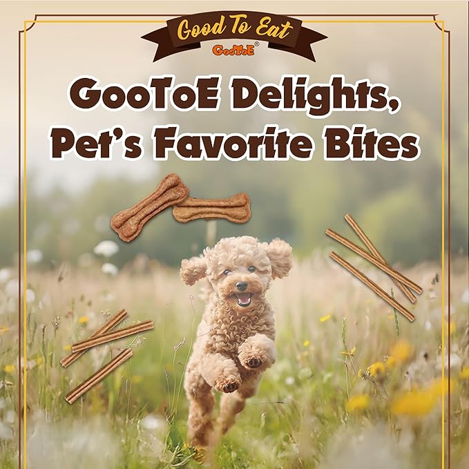 Gootoe Buffalo Dog Treats, Buffalo Bites Stick (Small) 8oz - Natural Low-Fat Chews for Training & Rewards, Limited Ingredient, Resealable Bag, Perfect for Small Dogs & Puppies