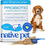 Native Pet Probiotics for Dogs - Dog Probiotics Powder for Digestive Health, Gut Support, & Immune Boost – Vet-Formulated Powder for Maximum Potency with Digestive Enzymes & Prebiotics - 120 Scoops