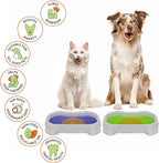 Neater Pets - Neat-LIK with Protective Tray - Slow Feed Pad for Dogs & Cats - Provides Boredom & Anxiety Relief (2 Pack w/Vanilla Bean Tray, Green & Purple)