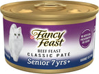 Purina Fancy Feast Senior Wet Cat Food 7 Years Plus Beef Feast Pate - (Pack of 24) 3 oz. Cans
