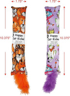 2 Pack Natural Interactive Catnip Cat Kicker with Feathers, Bite Resistant Chew Toy, Crinkle Kicker, Accessories for Indoor Cat