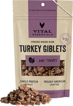 Vital Essentials Turkey Giblets Dog Treats, 2 oz | Freeze-Dried Raw | Single Ingredient | Premium Quality High Protein Training Treats | Grain Free, Gluten Free, Filler Free