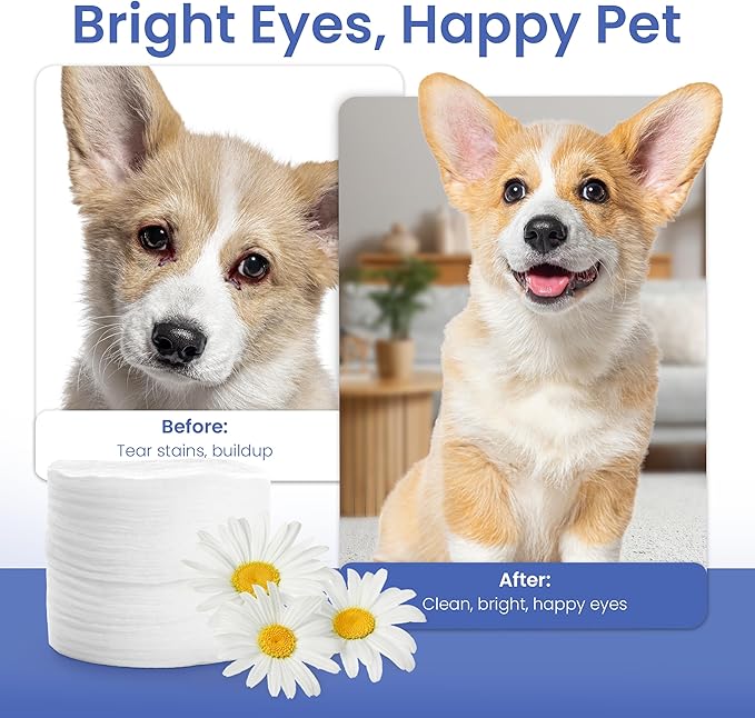 AKC Pet Eye Wipes for Dogs & Cats – Tear Stain Remover & Eye Discharge Cleaner – Hypoallergenic Grooming Wipes, 100 Count (Unscented) AKC 3 * 3" PET Eye Wipes UNSCENTED 100 Count