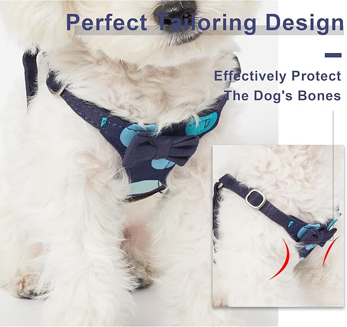 Puppytie No Pull Dog Harness with Multifunction Dog Leash,Soft Adjustable No Choke Escape Proof Pet Harness Vest for Medium Dogs,Polka dots Starry Sky,M