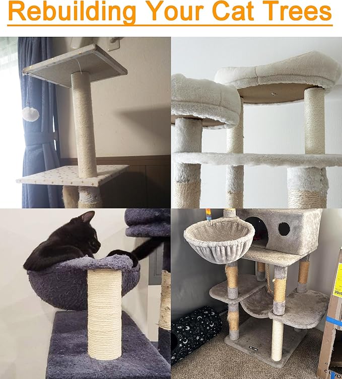 7.4cm 2.91in Diameter Cat Tree Scratching Post Replacement Sisal Pole Parts for Cat Tower (M10, 11.81in/30cm)