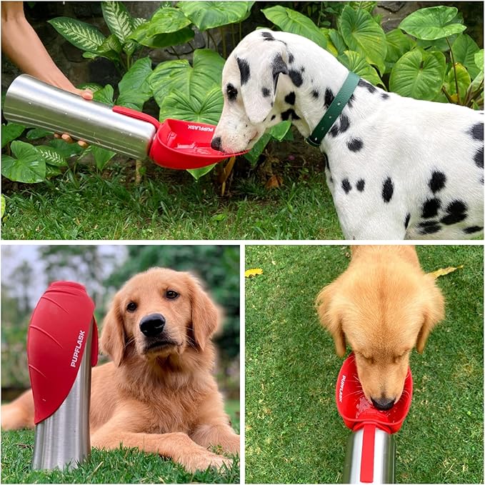 PupFlask Large Dog Water Bottle | 27 or 40 OZ Stainless Steel | Convenient Dog Drink Dispenser | Puppy Travel Water Bowl | Portable Pet Hydration Bottle | Leak Proof | Perfect Size For All Breeds
