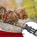PUPTECK Adjustable Cat Harness and Leash Set Escape Proof Kitten Strap Collar for Walking Travel, Grey/Red Mixed