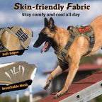 rabbitgoo Dog Harness for Large Dogs No Pull, Tactical Service Pet Vest with Molle and Control Handle, Adjustable and Reflective Military Harness for Easy Walking and Training, Brown camo, L