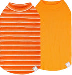 KYEESE 2Pack Waffle Dog Shirts for Small Dogs Stretchy T-Shirts Lightweight Tank Top Sleeveless Striped Shirt Vest Breathable Cat Shirt, X-Large, Orange+Striped