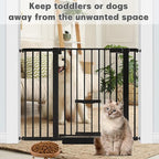 37 Inch Tall Baby Gate with Cat Door, Adjustable 29.55" and -46.06",Auto Close Pet Gate Easy Walk Thru Pet Door for Stairs, Doorway, House, Pressure Mounted Safety Child Gates