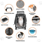 XL Cat & Small Dog Carrier | 25" L x 16" W x 17" H - up to 40 lbs - NOT TSA Compliant - Small Dogs or Large Cat Carrier with Wheels - Extending Handle, 360° Rotation Wheels & Extra Ventilation