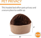 K&H Pet Products Self-Warming Kitty Bed Hooded Pet Bed for Cats or Dogs Chocolate/Tan Small 16 Inches