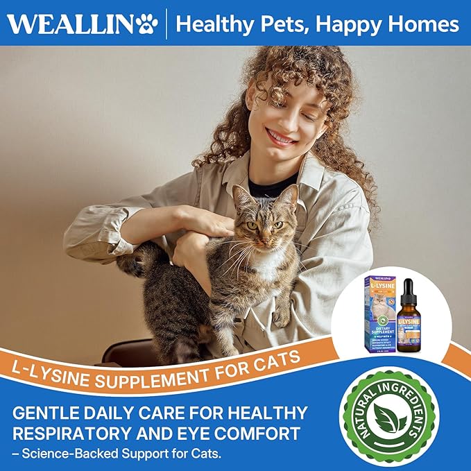 L-lysine Supplement for Cats, Immune Support for Cats, Support for Feline Respiratory, Sneezing, Runny Nose, Eye Function, Helps Strengthen Natural Defenses, Chicken Flavor, 120 ml/4 Fl Oz
