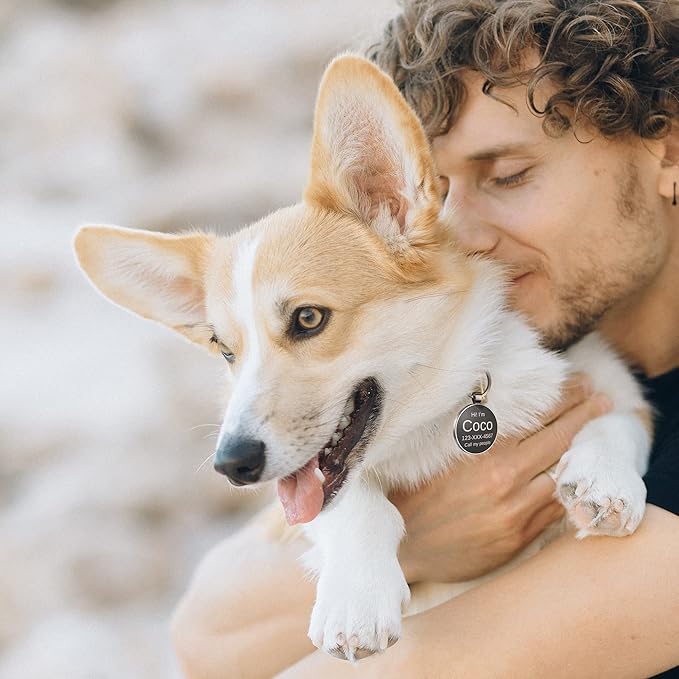 Dog Tags Personalized for Pets Custom Dog Tags Dog Name Tag QR Code Pet Tags Smart Pet ID Tags Free Online Pet Page Prevent Lost/Modifiable Colorful Paw Print