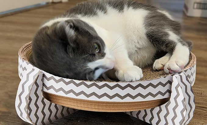 Corrugated Cardboard Cat Scratcher / 14" Nest/with Catnip and Silver Vine