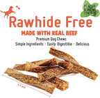 Beef Dog Chew Twist Sticks, Puffed Human Grade Beef Dog Treat Sticks, Rawhide Alternative, Easy to Digest 10pcs/Pack