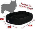 Majestic Pet 24 Inch Suede Calming Dog Bed Washable 24x19x7 (Inch) – Cozy Soft Round Donut Dog Bed with Spine Support for Dogs to Rest Their Head - Pet Bed Small – Black