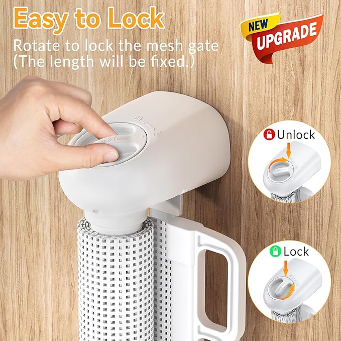 200 Inch Reinforced Retractable Baby Gates Extra Wide, Uamector Mesh Baby Gate or Dog Gate,Toddler Pet Retractable Gate Adjustable Length for Large Openings Stairs Doorways Hallway Indoor Outdoor