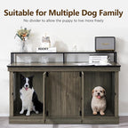 MCombo Large Dog Crate Furniture TV Stand, Wooden Pet Kennel with Double Doors, Indoor Furniture Style Dog House End Table, 1861 (Brown)