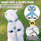 BEAUTYZOO Cat Harness and Leash Set for Walking Escape Proof, Neck Release Adjustable Harness for Kitten Puppy Small Medium Large Cats, Soft Cute Easy Control Small Cat Harness for Cats Boy and Girls