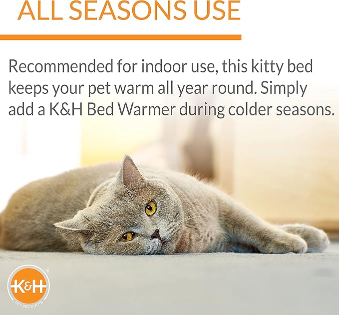 K&H Pet Products Amazin Kitty Pad Heated, Indoor Heated Cat Bed Traps Cat Hair and Dander, Washable Cat Mat, Gray 15 X 20 Inches, Heated 1-Pack