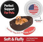 Majestic Pet 40 Inch Suede Calming Dog Bed Washable 40x29x9 (Inch) – Cozy Soft Round Donut Dog Bed w/Spine Support for Dogs to Rest Head - Pet Bed Large – Chocolate (2025)