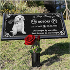 Dog Headstone, Memorial Stone,Black Granite Memorial Garden Stone Engraved with Photo,Pet Headstones Personalized Pet Memorial Stones for Dog,Cat Tombstone (Dog Memorial Stone)