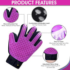 Upgrade Pet Grooming Gloves, Grooming Gloves for Dogs, Cats, Rabbits & Horses with Long and Short Hair, Efficient Pets Hair Remover Mittens - 1 Pair (Purple)