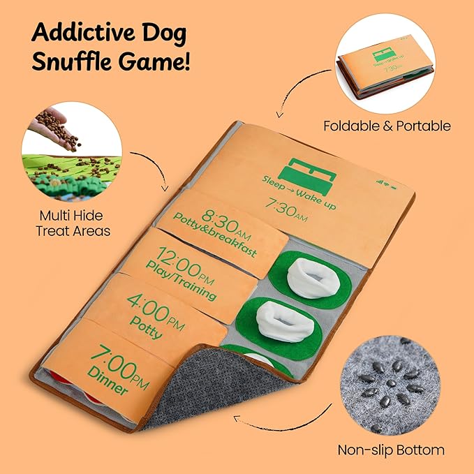 Nocciola Interactive Dog Toy, 28" x 16" Snuffle Mat for Dogs Phone Alarm Clock Design Slow Feeder Mental Stimulation Dog Enrichment Hide and Seek Dog Puzzle Sniff Mat Toys for Small Medium Large Dogs