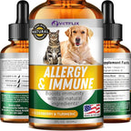 Allergy & Immune Drops for Dogs & Cats - Natural Supplement with Turmeric & Milk Thistle - Seasonal Allergy Relief & Immune Support - 2 Fl Oz