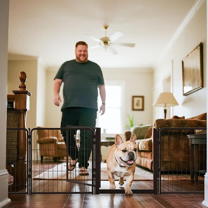 FXW Dog Playpen for Indoor Use - Wide gate and Safe Play, Heavy Duty 24 Inch 8 Panels Dog Pen for Puppies and Small Dogs, Black