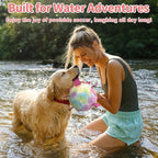 QDAN Premium Dog Toys Soccer Ball with Straps, Puppy Balls for Small Medium Dogs, Dog Water Toys Pool Toys, Puppy Dogs Pet Birthday Gifts, Rainbow（6 Inch）