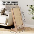 Cat Scratcher with Ball - 28 Inch Cat Scratch Ramp for Indoor,Wooden Climbing Cat Scratching Post Furniture (L with Ball)