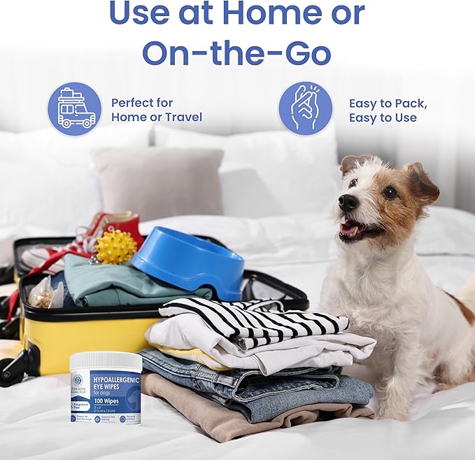 AKC Pet Eye Wipes for Dogs & Cats – Tear Stain Remover & Eye Discharge Cleaner – Hypoallergenic Grooming Wipes, 100 Count (Unscented) AKC 3 * 3" PET Eye Wipes UNSCENTED 100 Count