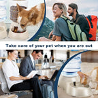 2 Pack Automatic Cat Feeder and Water Dispenser in Set Pet Food Bowl for Small Medium Dog Pets Puppy Kitten Big Capacity 1 Gallon x 2 (Cream)