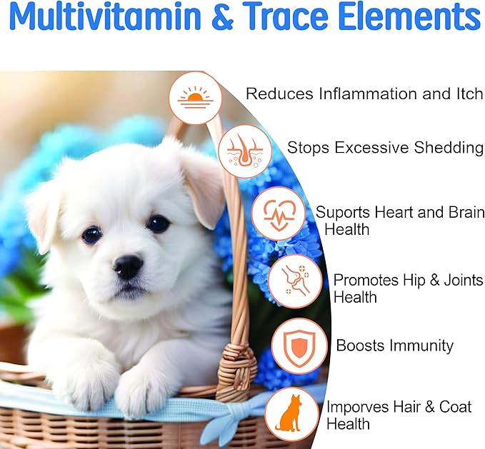 Freeze Dried Probiotics for Dogs - Chicken Flavor - 120 Chews - 6 Billion CFUs, 12 Strains + Prebiotics, Enzymes & Omega 3 for Gut Health, Digestive Health, and Skin & Coat Health