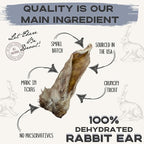 JACK'S PREMIUM Rabbit Ear Treat -Dehydrated Dog and Cat Treats - Whole Rabbit Ear with Fur - Single Ingredient - High Value