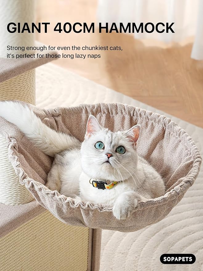 Maine Coon Cat Tree for Indoor Cats Large Adult,Modern Cat Tower for Extra Large Cats 20 lbs+,Heavy Duty Cat Tree with Sisal Scrathing Post,Hammock,Perch,Condo,Bed