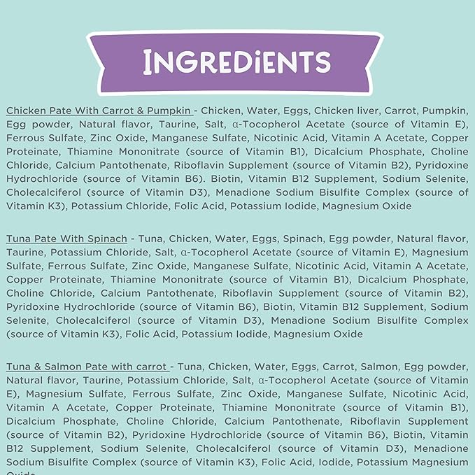 LOVE, NALA - Natural Adult Cat Wet Food - Pate Variety Pack - Tuna, Chicken, Tuna and Salmon - Grain Free, Non-GMO, Fiber Blend, Minerals, Vitamins - 12 Pack 2.1 lbs.